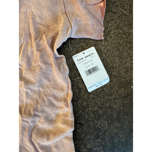 Free People Womens XS Mushroom T Shirt Raw Hem Lace Trim Tee Top NWT - Picture 4 of 6
